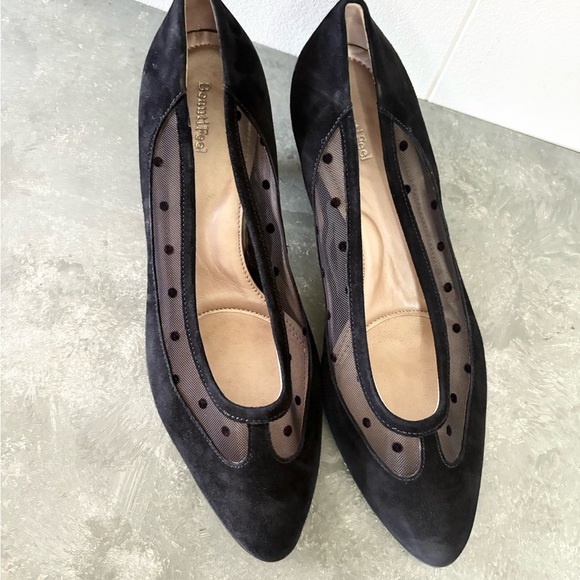 Beautifeel black varin kitten heels Swiss dot leather suede size 9.5 (EU 41) - Picture 2 of 6